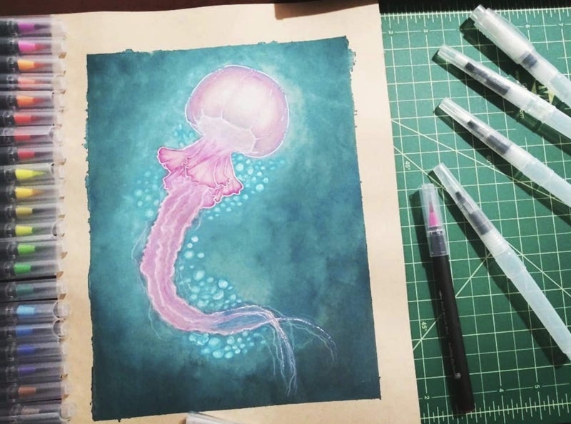 ArtShip Design 30 قلم فرشاة مائية مجموعة، 28 لون 2 فرشاة مائية، رؤوس فرشاة نايلون مرنة، للرسم بالألوان المائية، الخط، التلوين، للمبتدئين أو الفنانين، محمولة، منخفضة الفوضى - Image 3